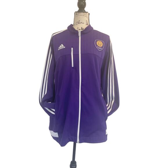 2014 ADIDAS TRACK JACKET ORLANDO CITY SOCCER TEAM SZ XL PURPLE/WHITE COLLECTIBLE - Picture 10 of 16